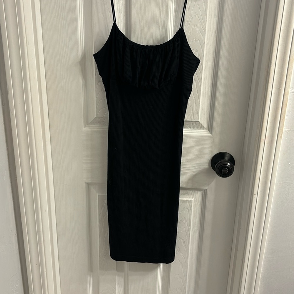 Black Ribbed Bodycon Dress